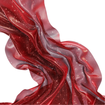 Red silk fabric with sparkles on it on transparent background. png