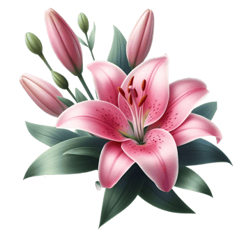 Pink lily flower on transparent background png