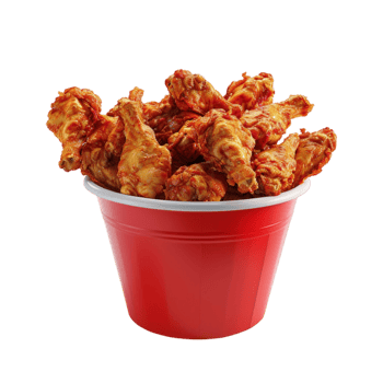 Bucket of Chicken Wings in Red Cup AI-Generative png