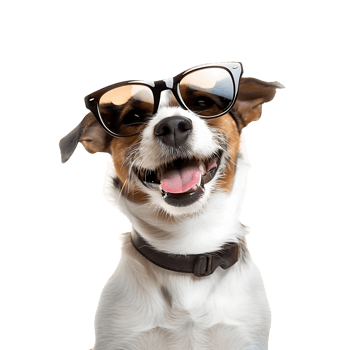 Sunglasses-Wearing Puppy Dog on Transparent Background png