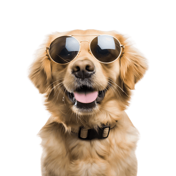 Smiling Dog with Sunglasses Isolated on Transparent png