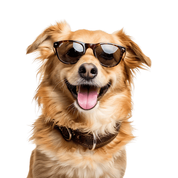 Happy Puppy Dog Wearing Shades on Transparent Background png