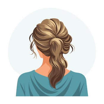 Young woman's hairstyle, back view. Women's haircut. Beauty and fashion. Illustration poster clipart vector