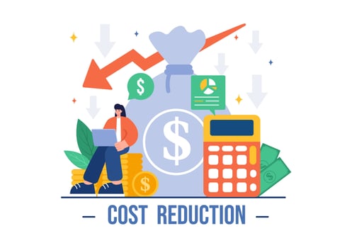 Cost Reduction Illustration depicting Decrease, Price Minimization, or Falling Profit Rates in Business, in a Flat Style Cartoon Background vector