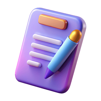 3D homework icon 3D paper and pen symbol 3D homework symbol png