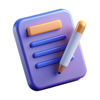 3D homework icon 3D paper and pen symbol 3D homework symbol png