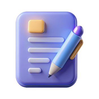 3D homework icon 3D paper and pen symbol 3D homework symbol png