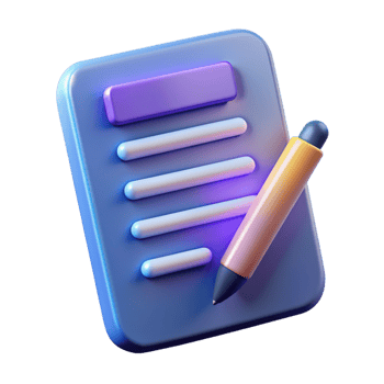 3D homework icon 3D paper and pen symbol 3D homework symbol png
