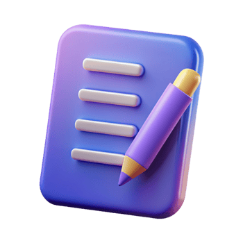 3D homework icon 3D paper and pen symbol 3D homework symbol png