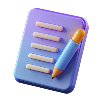 3D homework icon 3D paper and pen symbol 3D homework symbol png