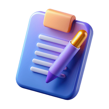 3D homework icon 3D paper and pen symbol 3D homework symbol png