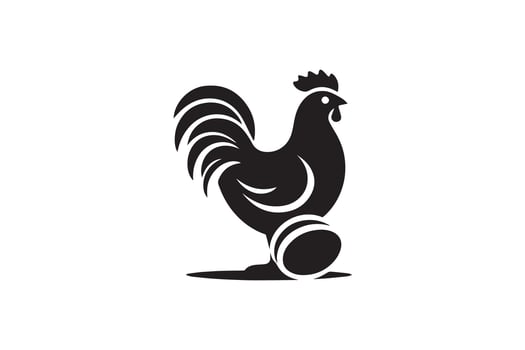 Rooster logo design, black and white illustration vector