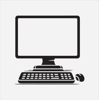 monitor icon silhouette on White Background vector