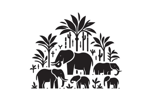 Elephant family illustration vector