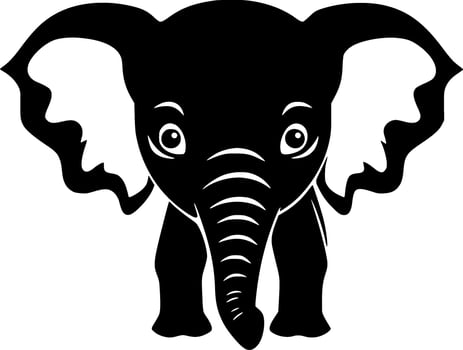 Elephant Baby, Black and White illustration vector