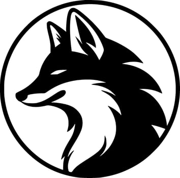 Fox - Black and White Isolated Icon - illustration vector