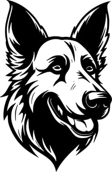 German Shepherd, Black and White illustration vector