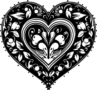 Heart - Black and White Isolated Icon - illustration vector