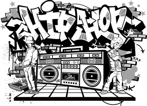 Hiphop illustration. Cool hiphop tshirt or wall art design in graffiti style vector