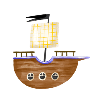 Large old wooden ship for pirate. Hand drawn isolated boat illustration on isolated background png