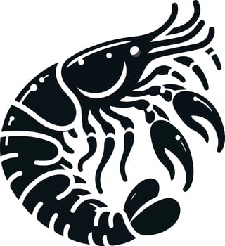 Shrimp icon in flat style, fresh sea food. Isolated on white background illustration. vector