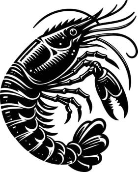 Shrimp icon in flat style, fresh sea food. Isolated on white background illustration. vector