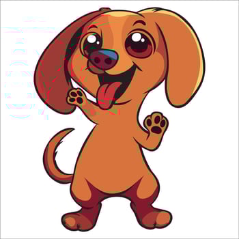 A Dachshund Dog dancing with joy and confidence - Dog Cartoon isolated illustration vector