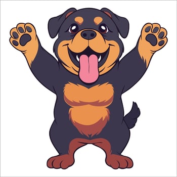 A Rottweiler Dog dancing with joy and confidence - Dog Cartoon isolated illustration vector