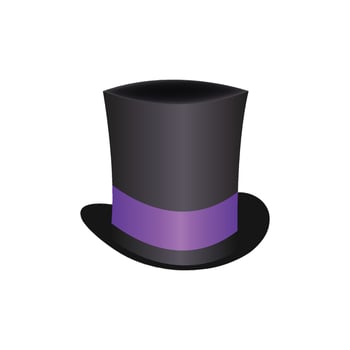 Black top hat with purple strip isolated on white background vector