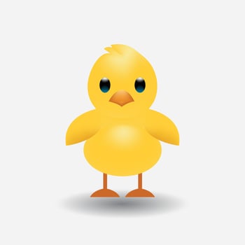 Funny yellow newborn chicken cute emoji character Illustration. vector