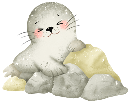 Watercolor Hand drawn illustration underwater animals Cute seal sitting on rocks marine wild life children clip art for textile, decoration, posters, inviation, greeting cards png