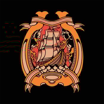 vintage ship tattoo design vector