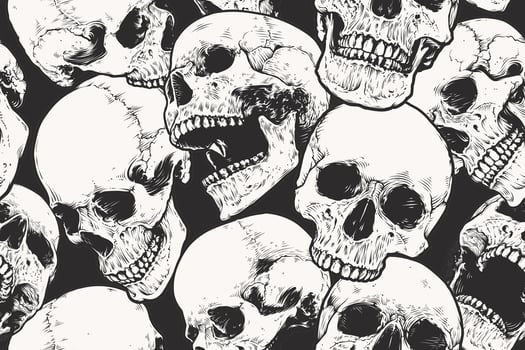 Seamless Pattern With Engraved Skulls vector