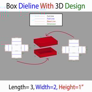 Mass Box 3x2x1 inch Dieline Template With 3d Design vector