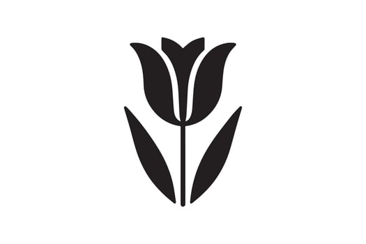 A black and white tulip flower icon vector