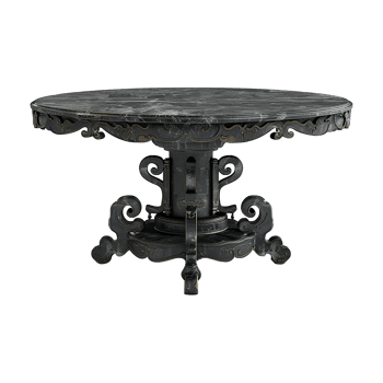 Chinese stone black dining table isolated on transparent background png