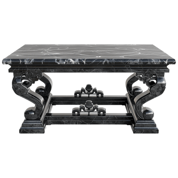 Chinese stone black dining table isolated on transparent background png