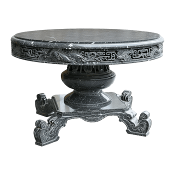 Chinese stone black dining table isolated on transparent background png