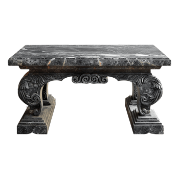 Chinese stone black dining table isolated on transparent background png