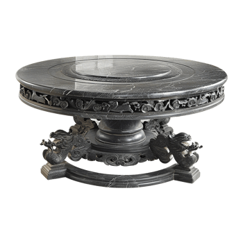 Chinese stone black dining table isolated on transparent background png