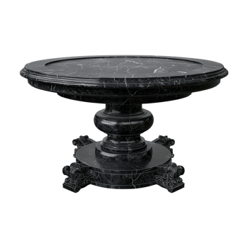 Chinese stone black dining table isolated on transparent background png