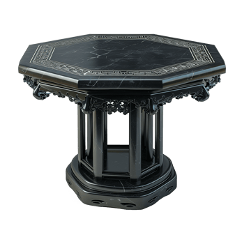Chinese stone black dining table isolated on transparent background png