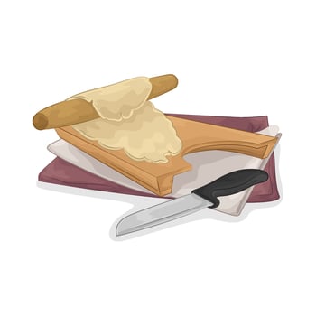 Illustration of dough on a cutting board vector