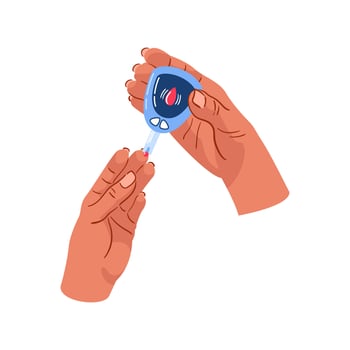 World diabetes day in November. person using glucometer and keeping blood sugar levels in check. drop for diabetes testing. Medical concept art. equipment. health monitoring, wellness gadgets vector