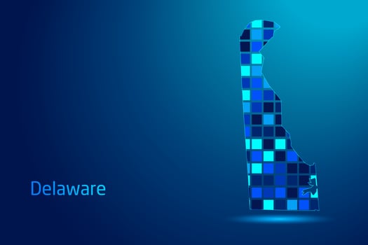 concepts of Delaware Network Digital Technology Graphic illustration. Blue Color. Internet Futuristic Concept Map. vector