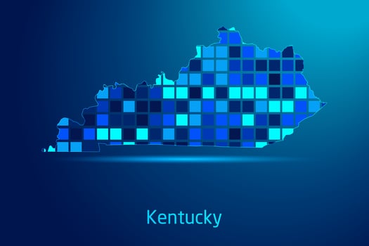 concepts of Kentucky Network Digital Technology Graphic illustration. Blue Color. Internet Futuristic Concept Map. vector