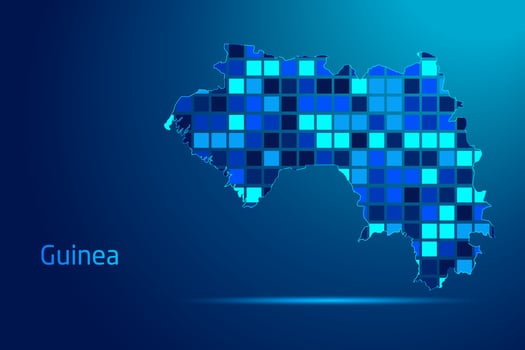 concepts of Guinea Network Digital Technology Graphic illustration. Blue Color. Internet Futuristic Concept Map. vector