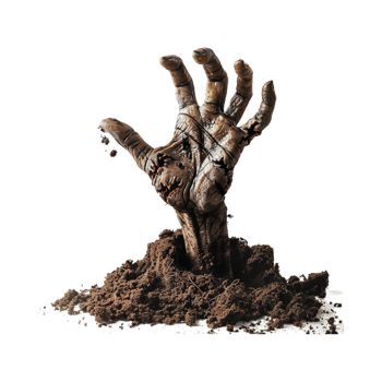 Halloween Horror Hand Coming From Grave on Transparent Background png
