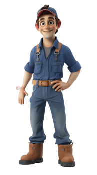3D model cartoon plumber transparent background png