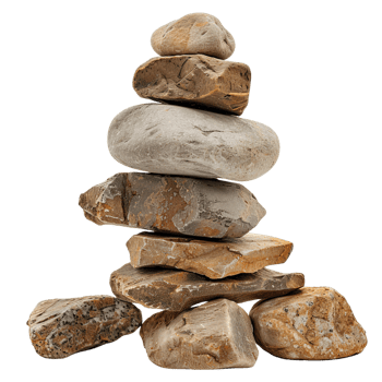 A pile of rock stones isolated on a transparent background png